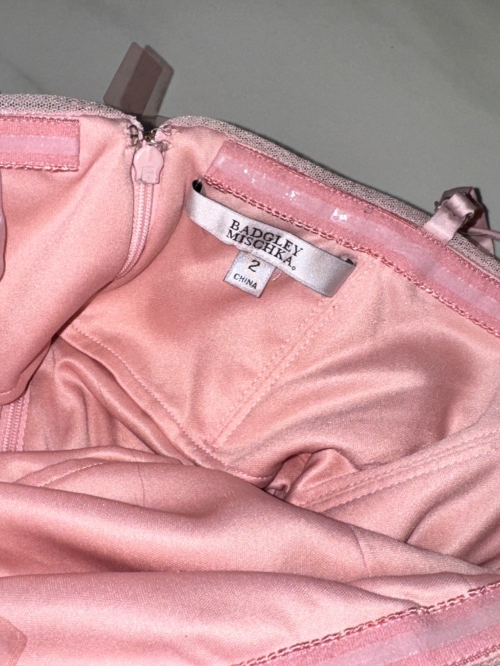 Badgley Mischka Pink Paillette Mini Dress SIZE 2 - needs repair - Picture 6 of 8